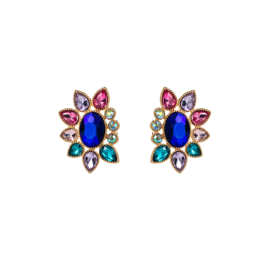 1 Pair Elegant Glam Water Droplets Flower Plating Inlay Alloy Rhinestones Gold Plated Silver Plated Ear Studs