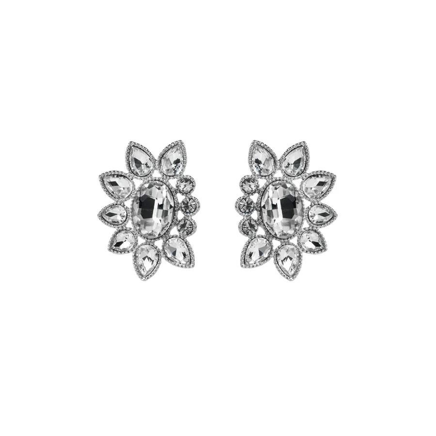 1 Pair Elegant Glam Water Droplets Flower Plating Inlay Alloy Rhinestones Gold Plated Silver Plated Ear Studs