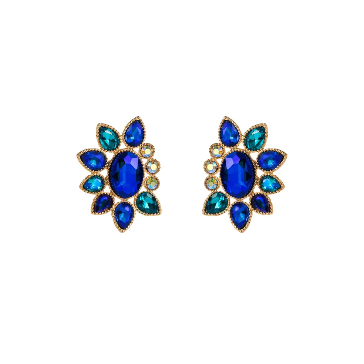 1 Pair Elegant Glam Water Droplets Flower Plating Inlay Alloy Rhinestones Gold Plated Silver Plated Ear Studs