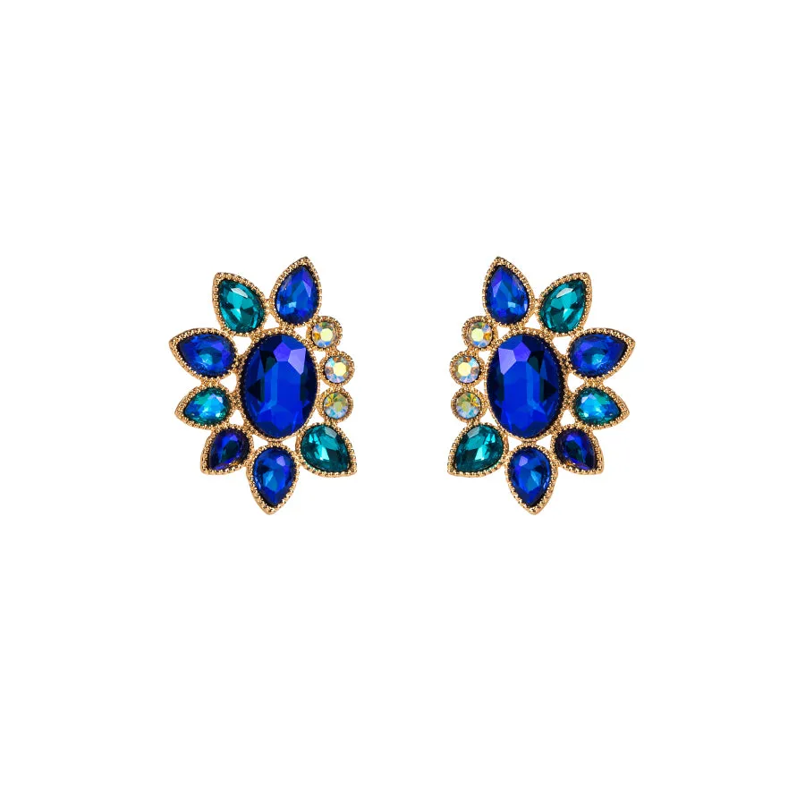 1 Pair Elegant Glam Water Droplets Flower Plating Inlay Alloy Rhinestones Gold Plated Silver Plated Ear Studs