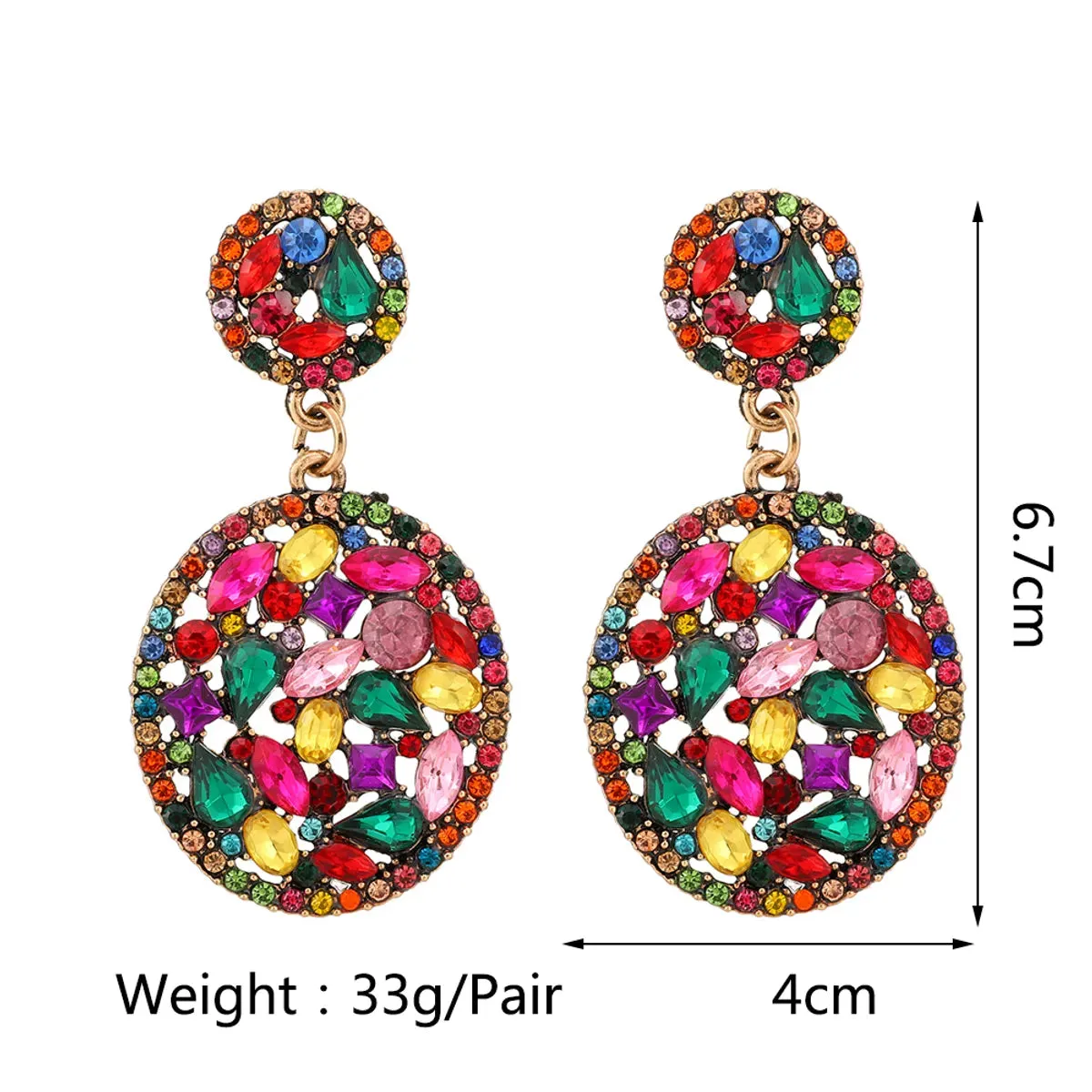 1 Pair Elegant Retro Round Oval Plating Inlay Zinc Alloy Rhinestones Drop Earrings