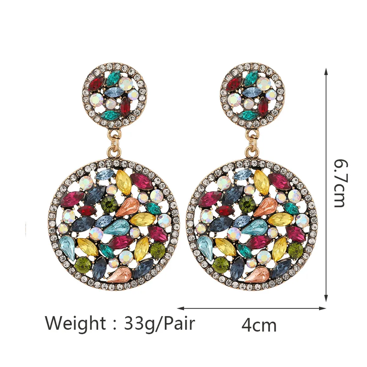 1 Pair Elegant Retro Round Oval Plating Inlay Zinc Alloy Rhinestones Drop Earrings