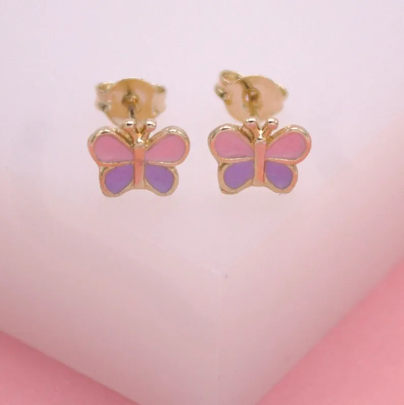 18k Gold Filled Colorful Butterfly Earrings