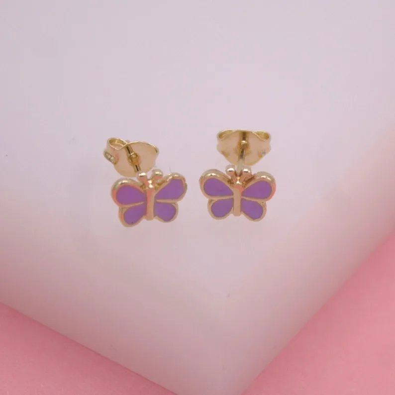 18k Gold Filled Colorful Butterfly Earrings