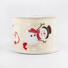 2.5" Snowman Ribbon: Cream (10 Yards)