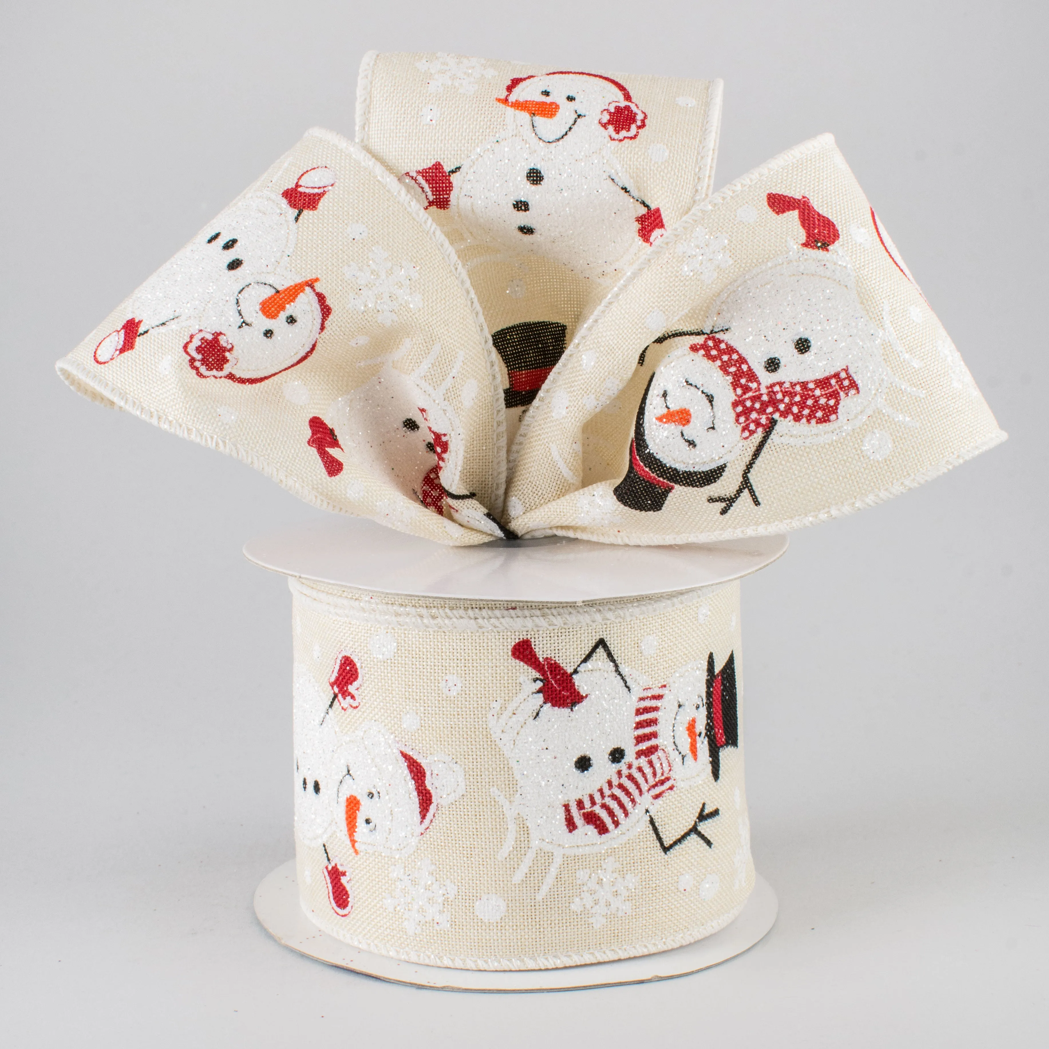 2.5" Snowman Ribbon: Cream (10 Yards)