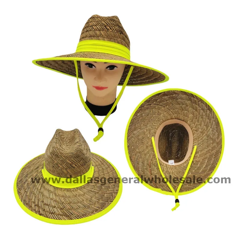 Adults Neon Hat Band Summer Straw Hats Wholesale