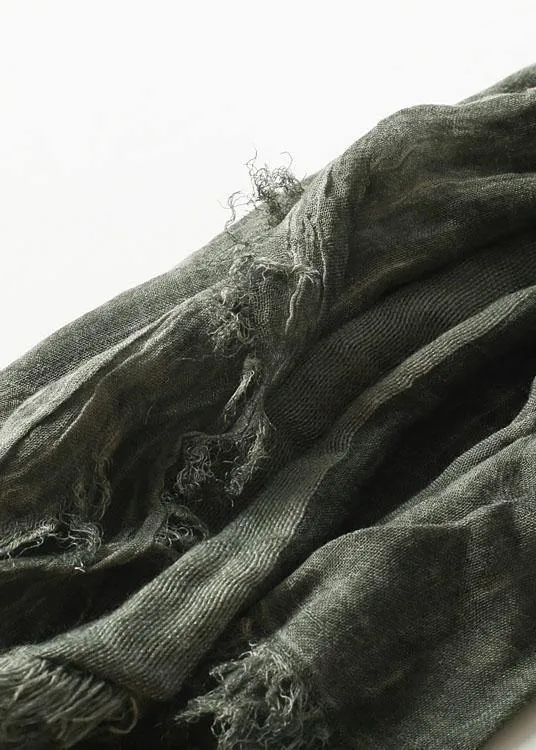 army green Cinched scarf warm vintage cotton linen scarves