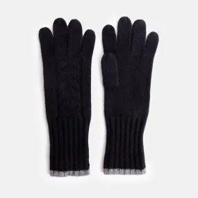 Black Cashmere Cable Knit Gloves