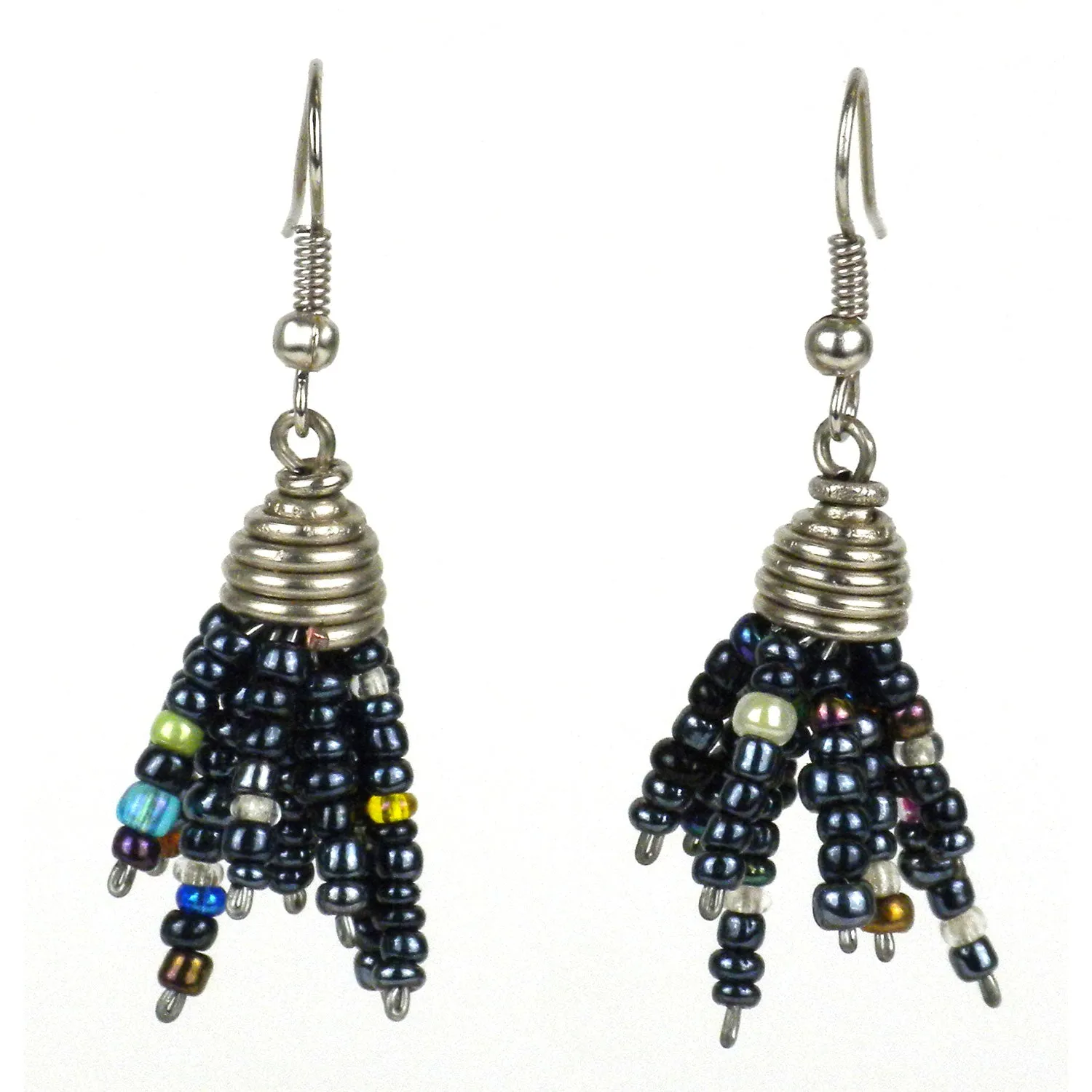 Black Maasai Beaded Spike Earrings Zakali Creations