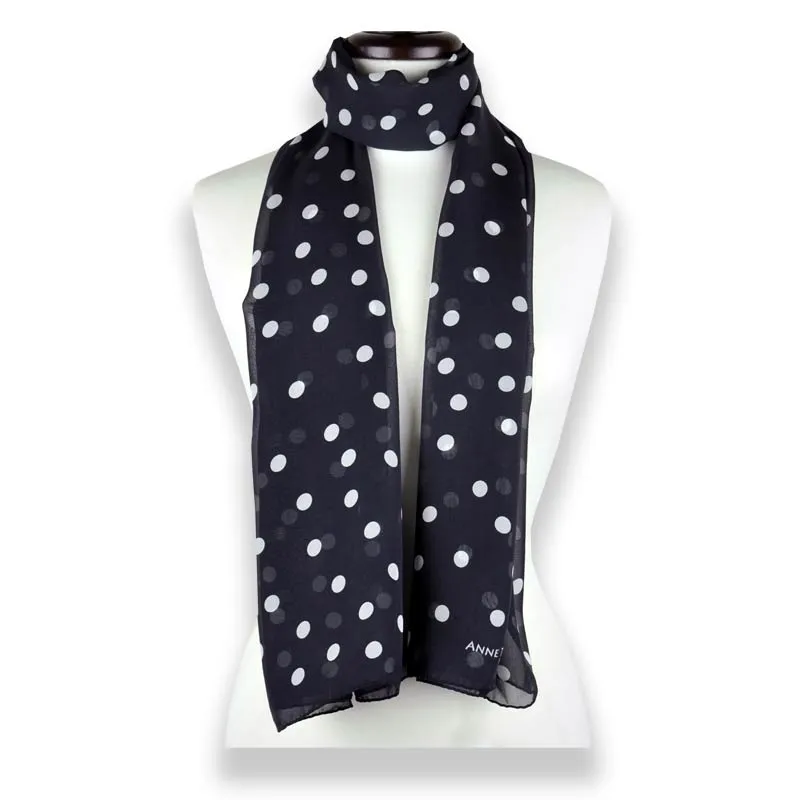 BLACK POLKA DOT SCARF - 67x26"