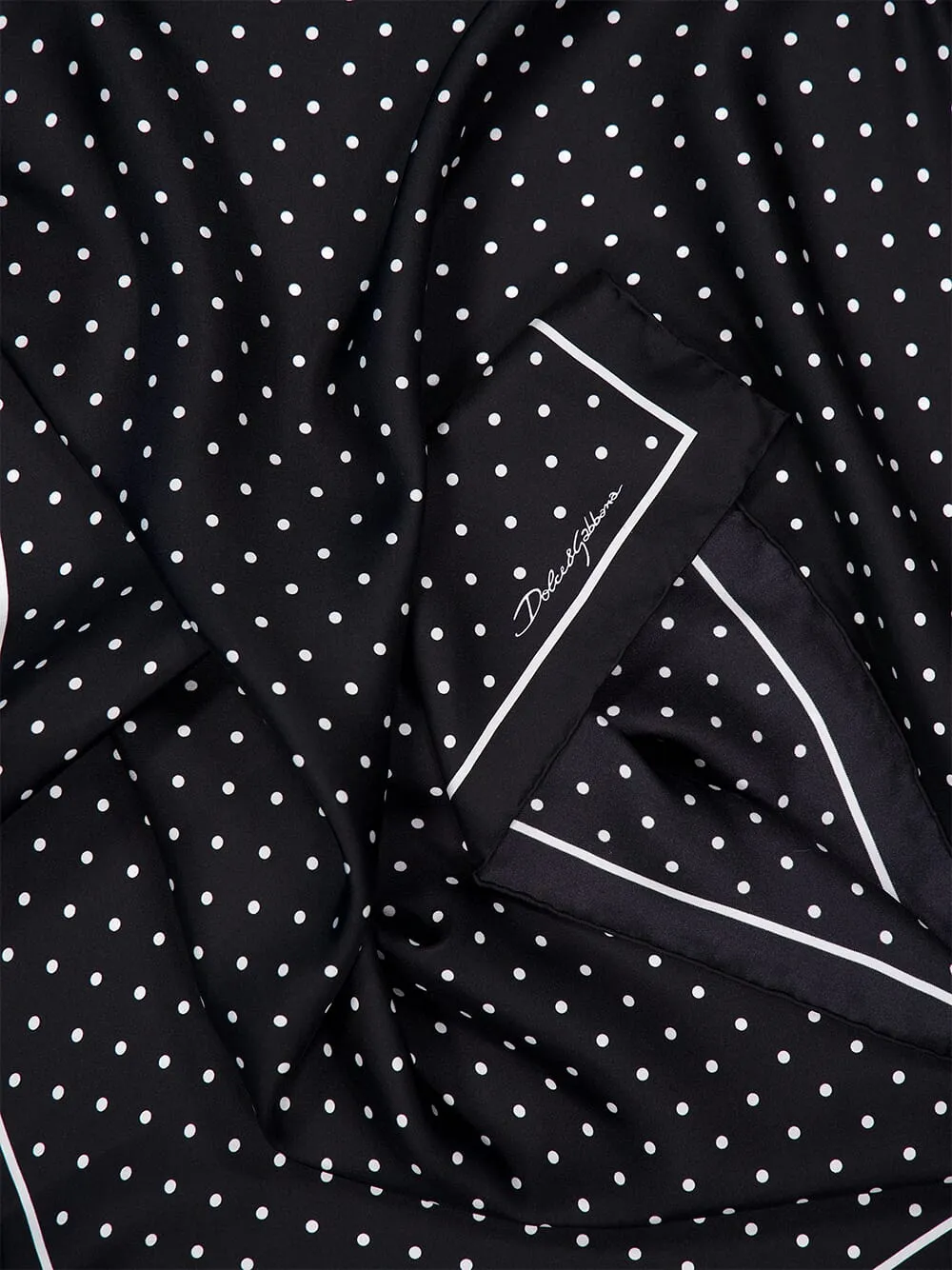 Black Silk Polka-Dot Scarf