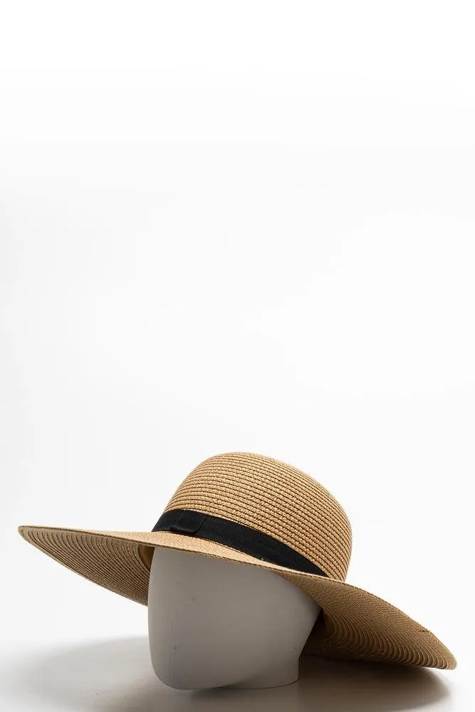 Black Trim Wide Brim Sunhat Natural