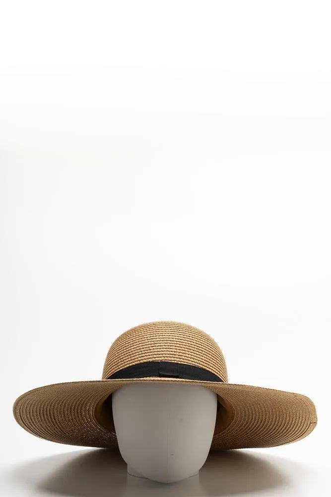 Black Trim Wide Brim Sunhat Natural