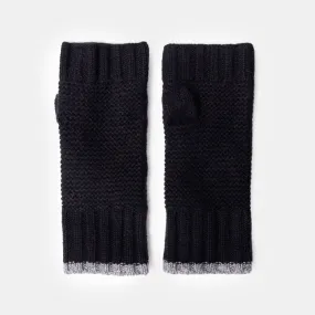 Black/Grey Cashmere Link Knit Wrist Warmers