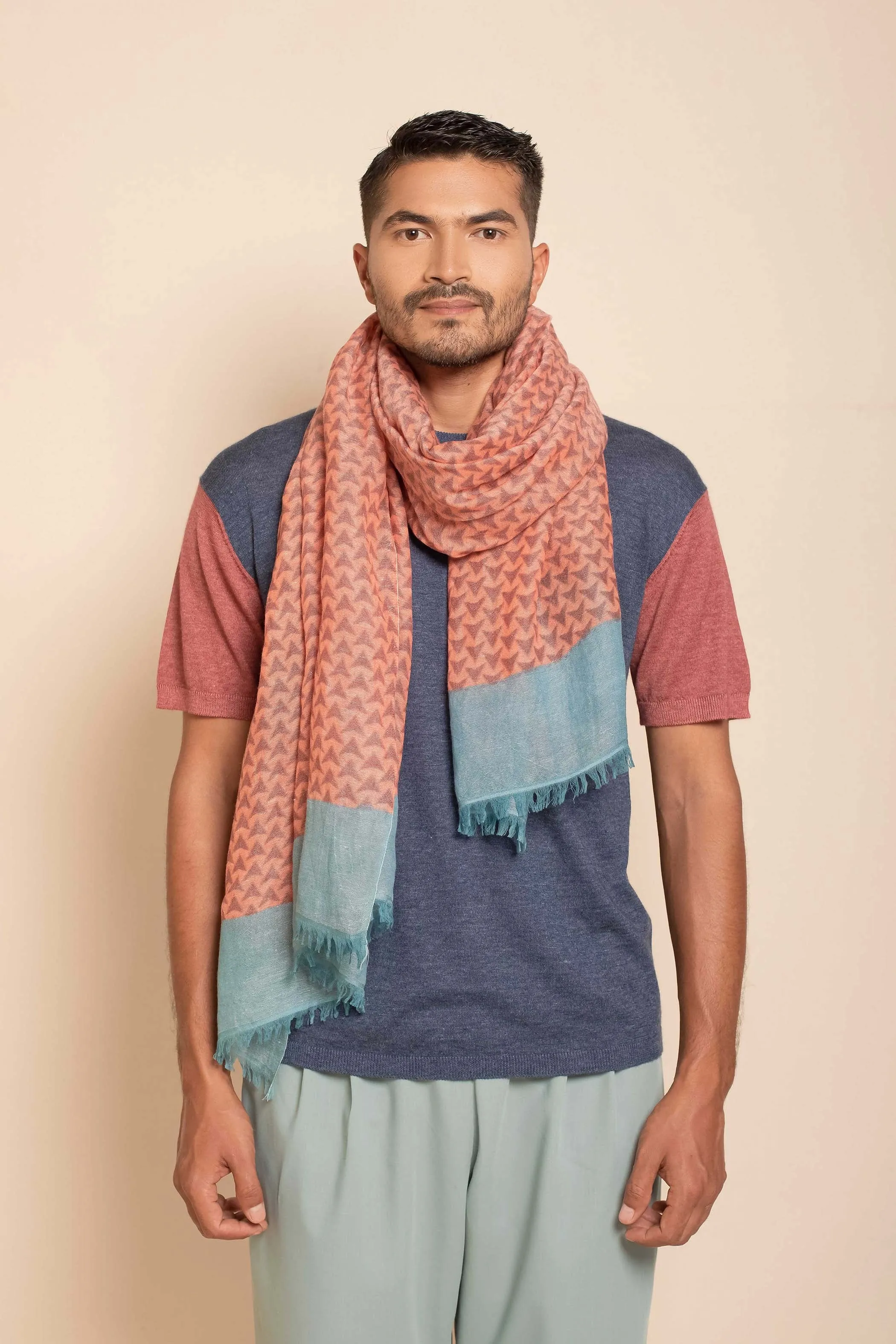 Block Printed Tile | Linen Scarf