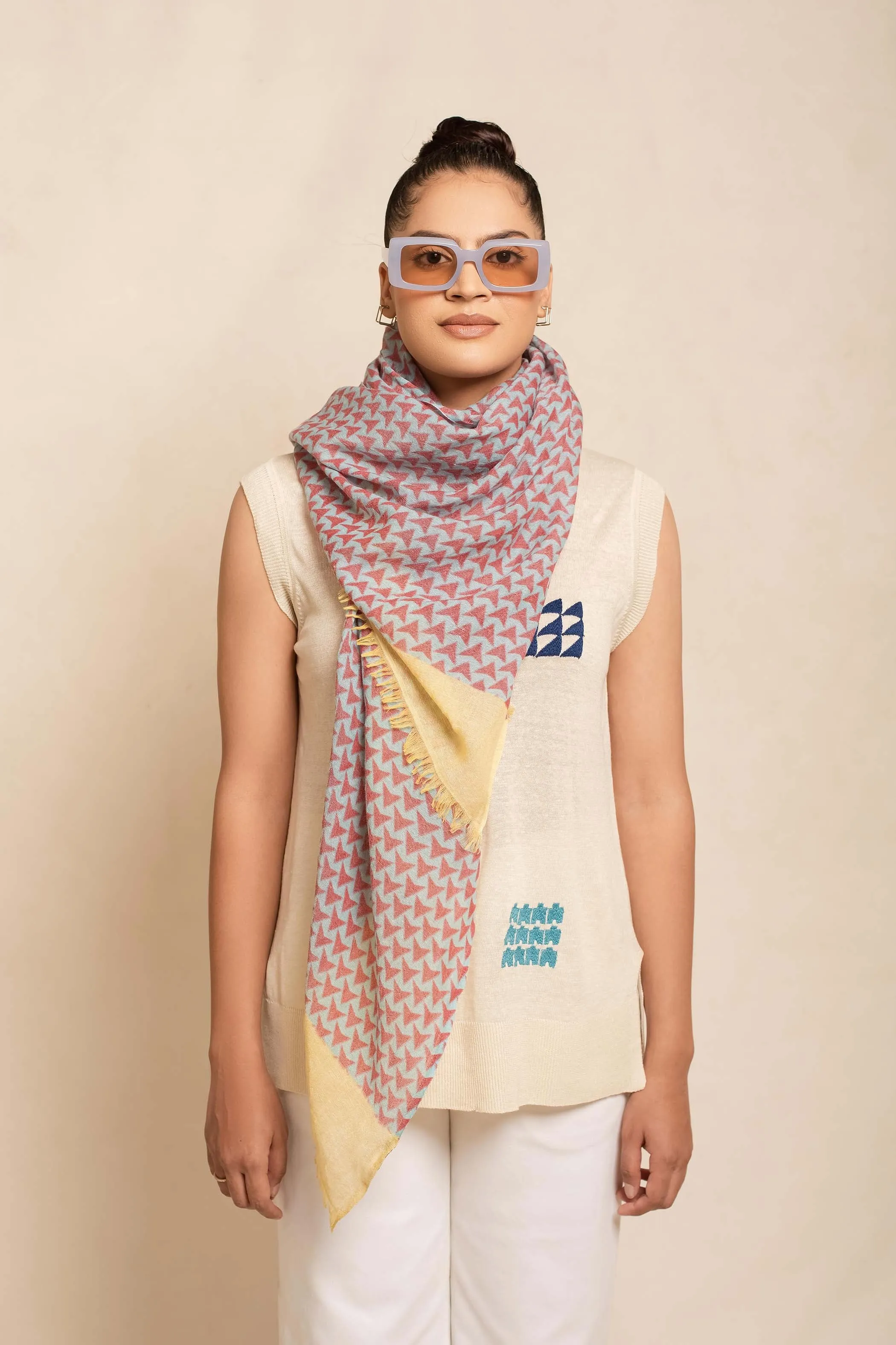 Block Printed Tile | Linen Scarf