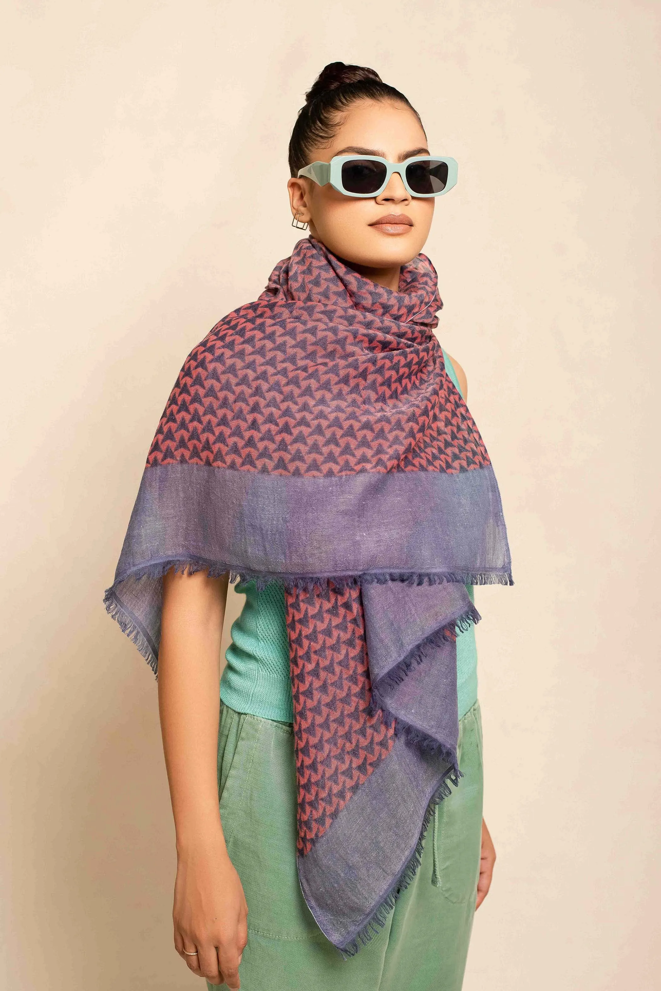 Block Printed Tile | Linen Scarf