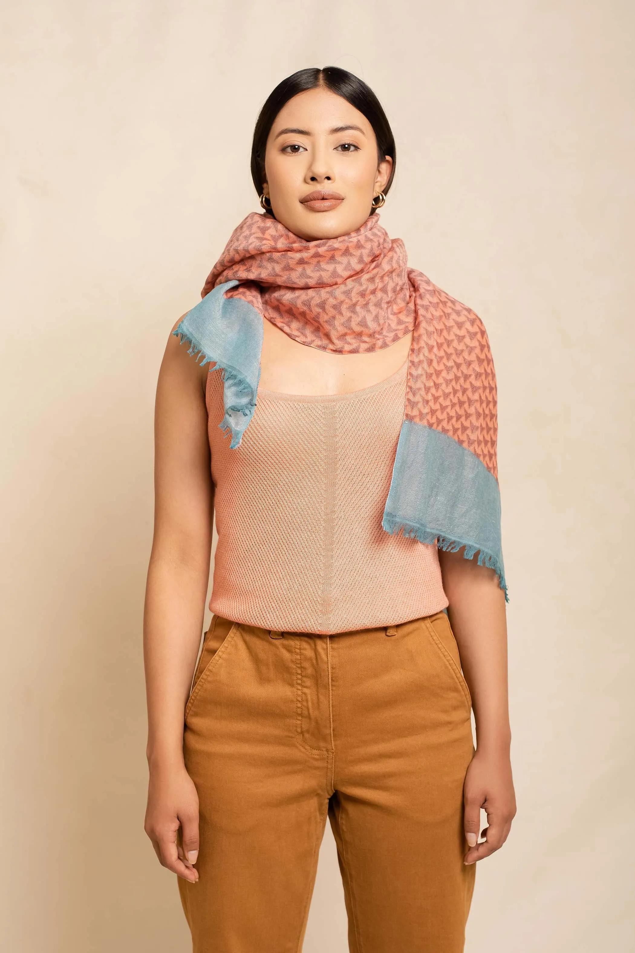 Block Printed Tile | Linen Scarf