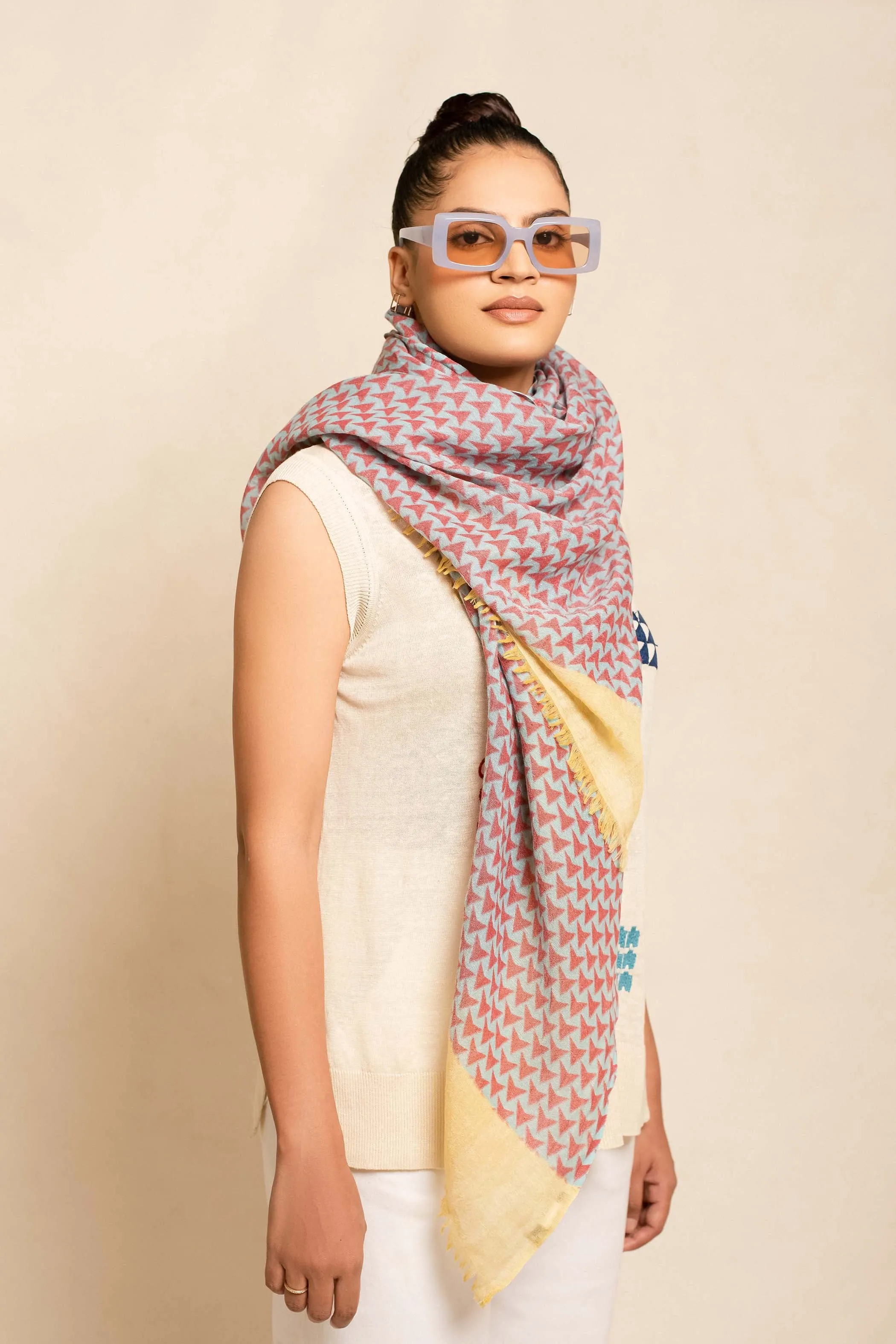 Block Printed Tile | Linen Scarf