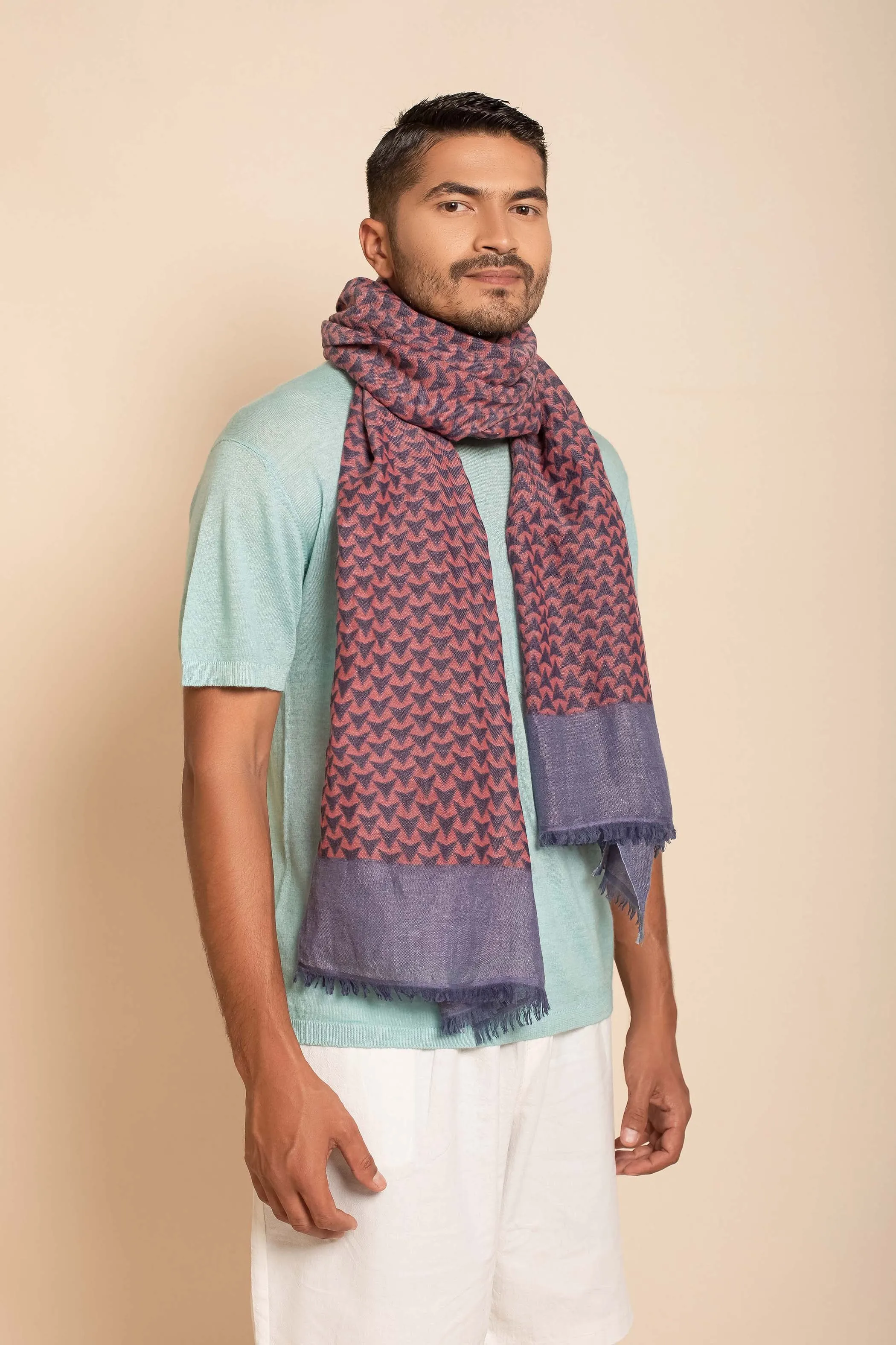 Block Printed Tile | Linen Scarf