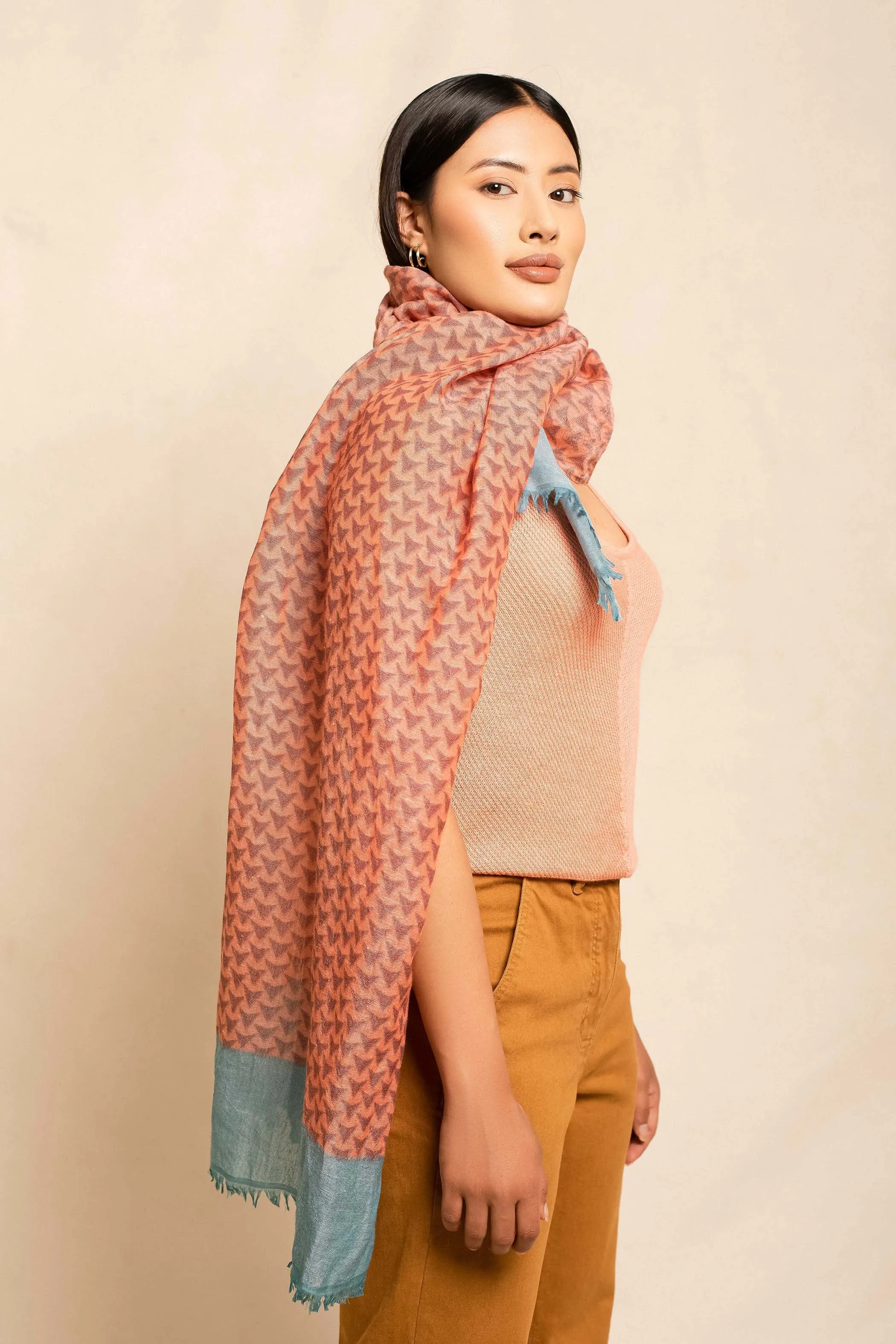 Block Printed Tile | Linen Scarf