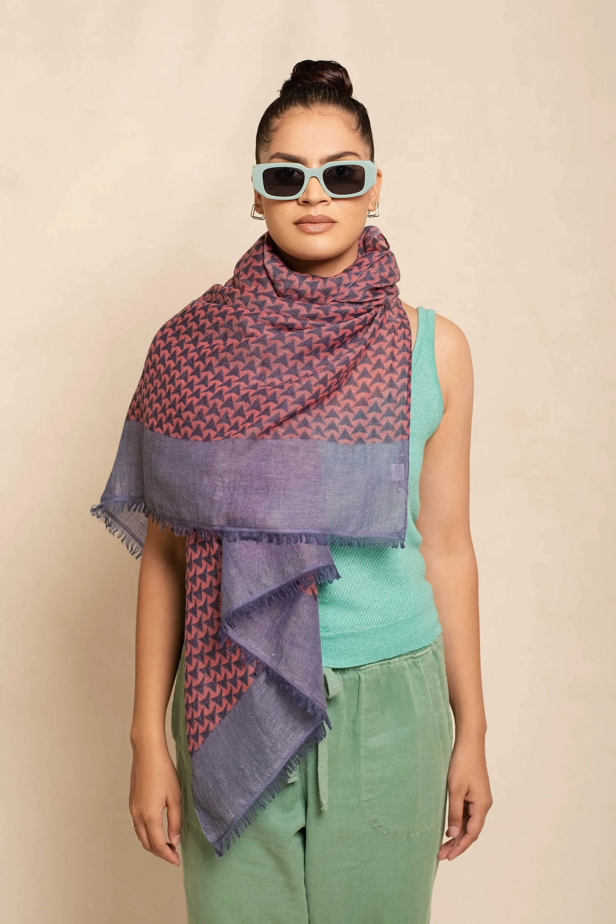 Block Printed Tile | Linen Scarf