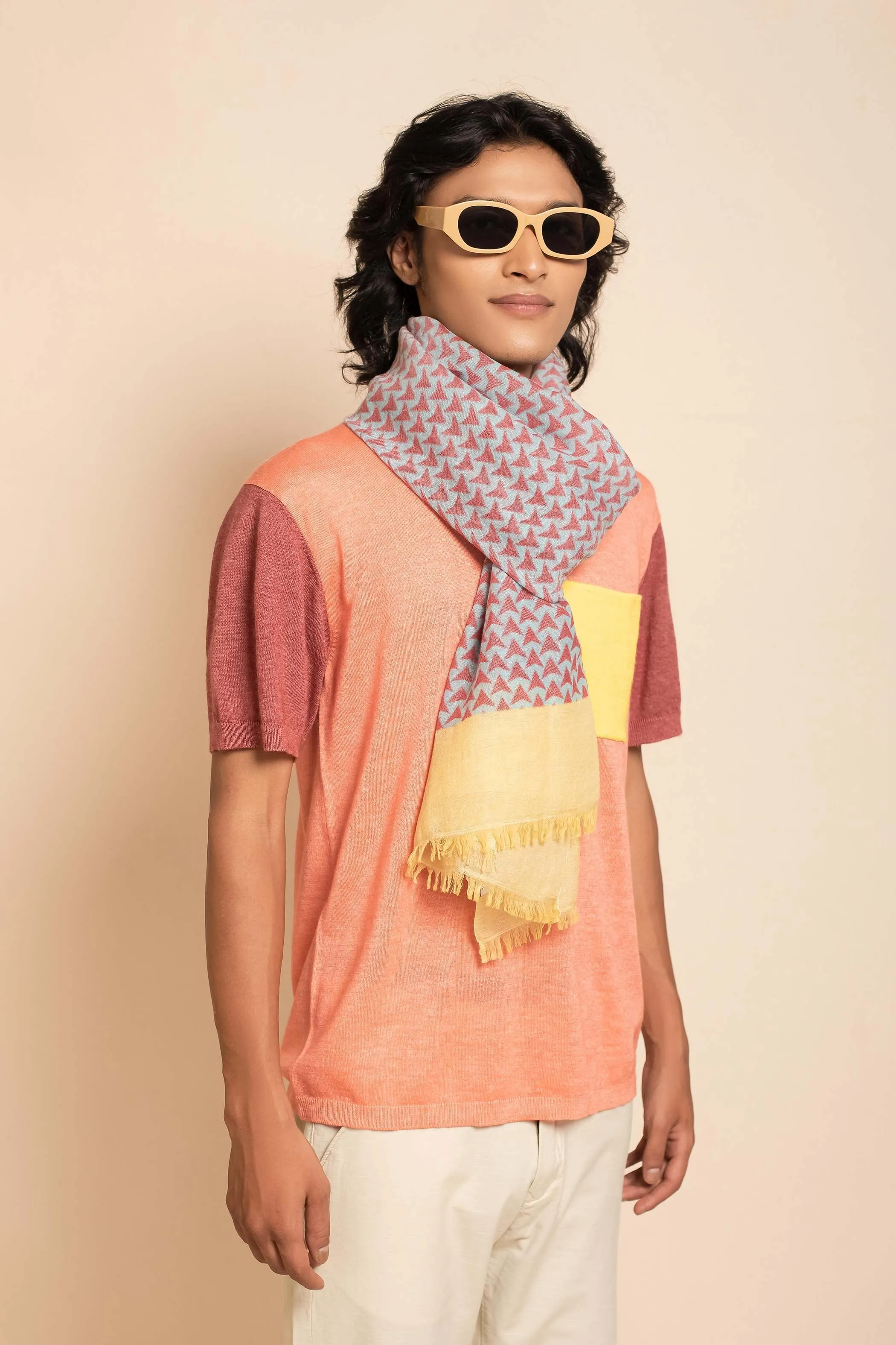 Block Printed Tile | Linen Scarf