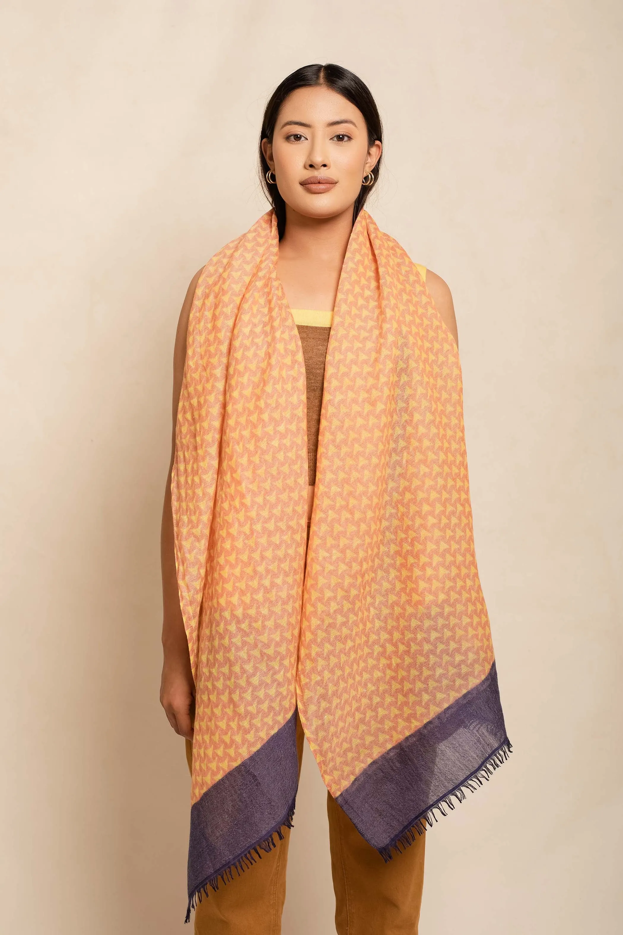 Block Printed Tile | Linen Scarf