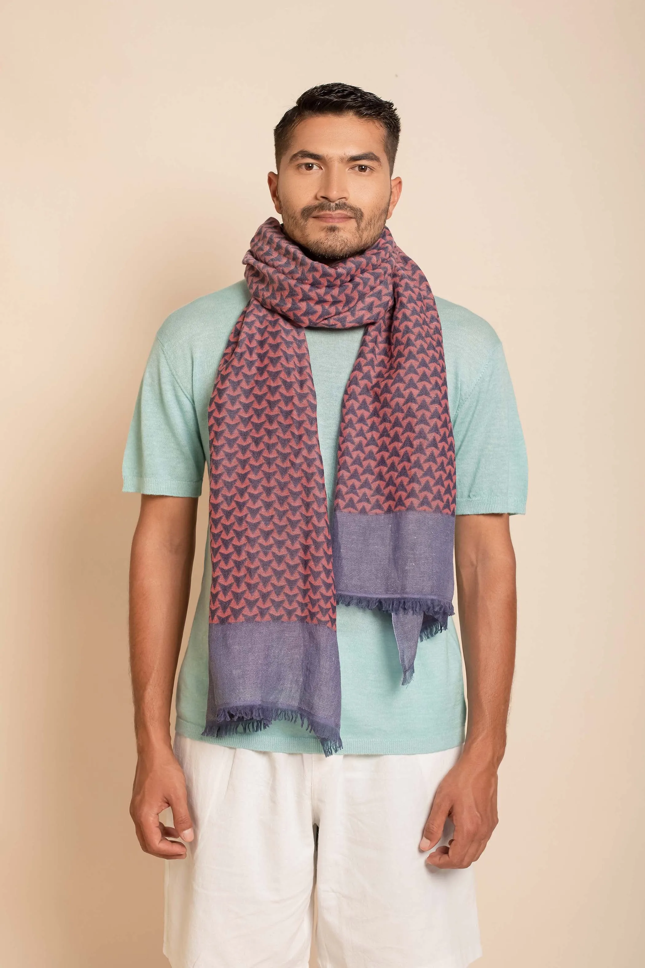 Block Printed Tile | Linen Scarf