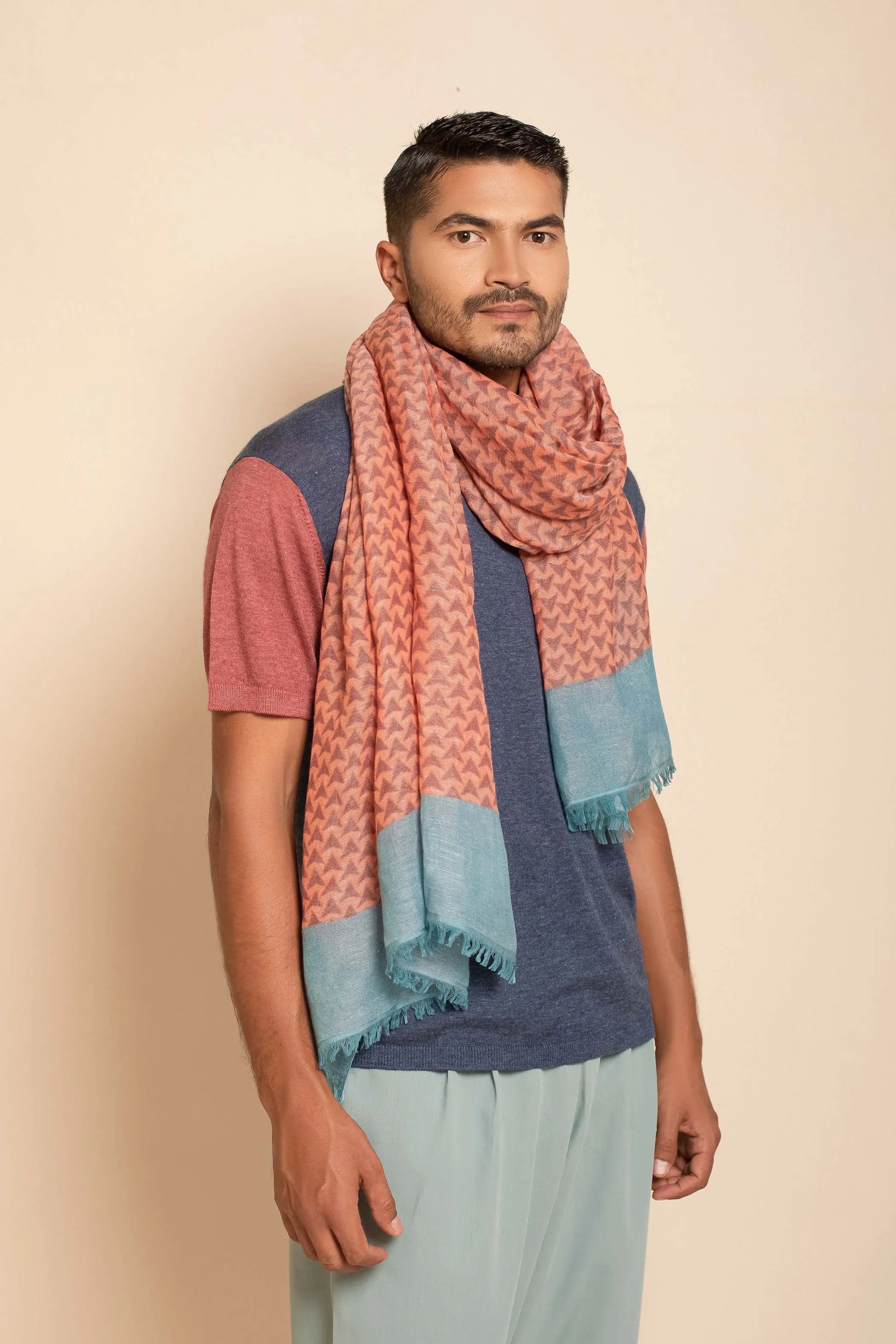 Block Printed Tile | Linen Scarf