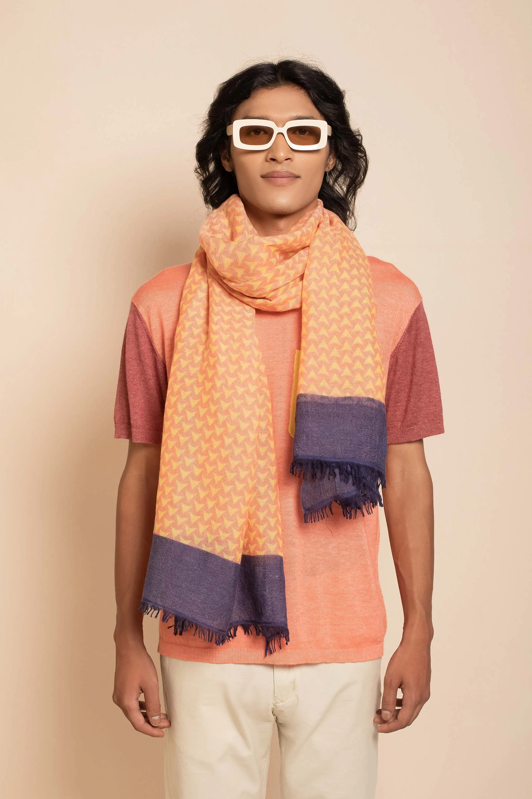 Block Printed Tile | Women Linen Scarf