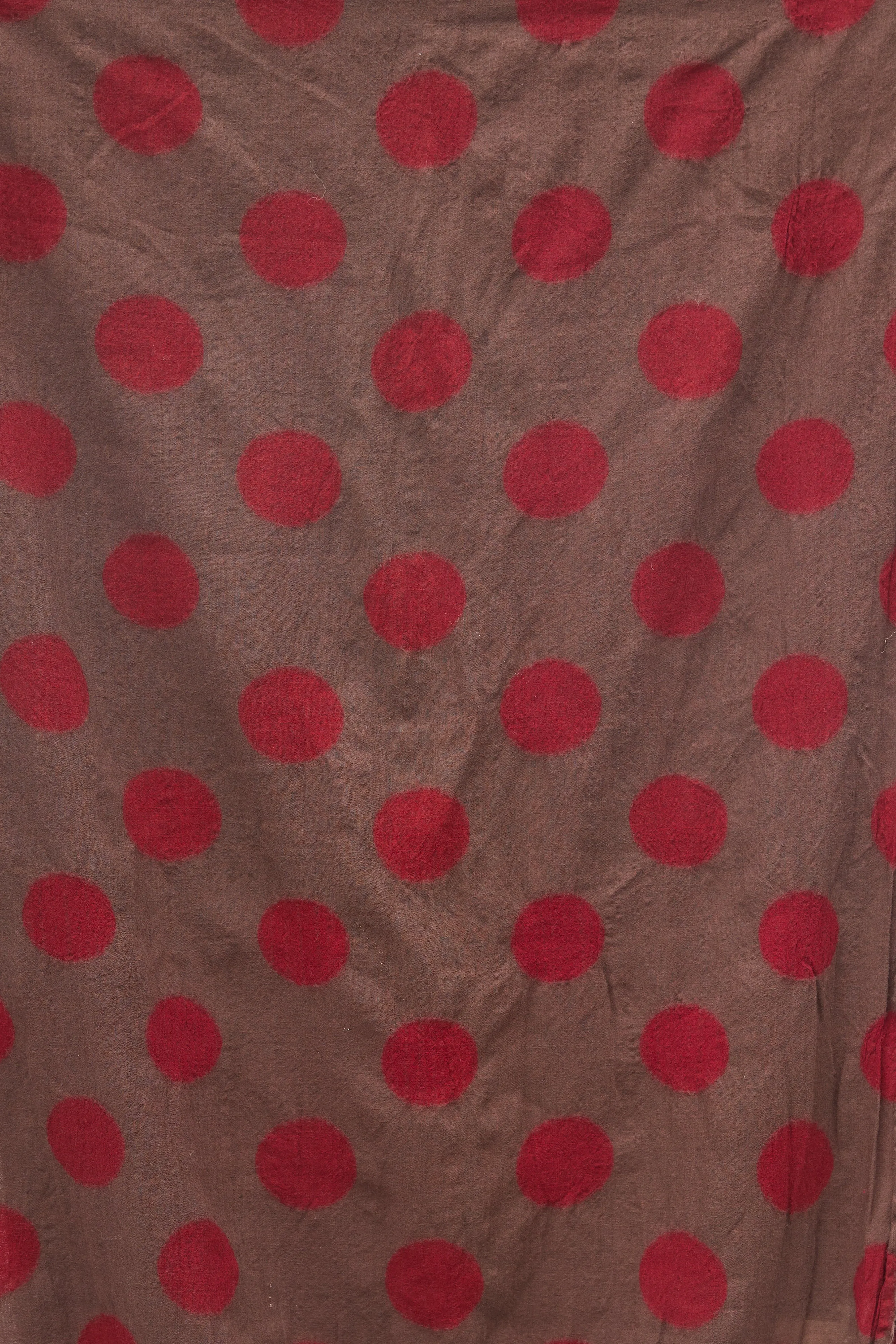 Brown & Red Polka Dot Wool Scarf