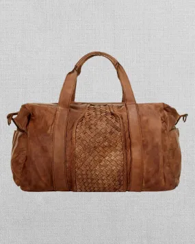 BROWN LEATHER STYLISH DUFFEL BAG