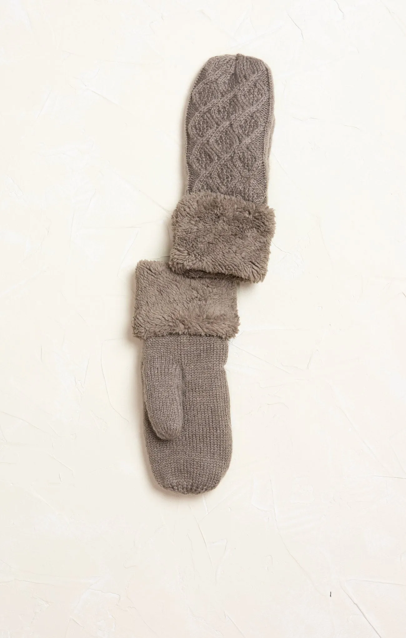 Cable Knit Sherpa Mittens