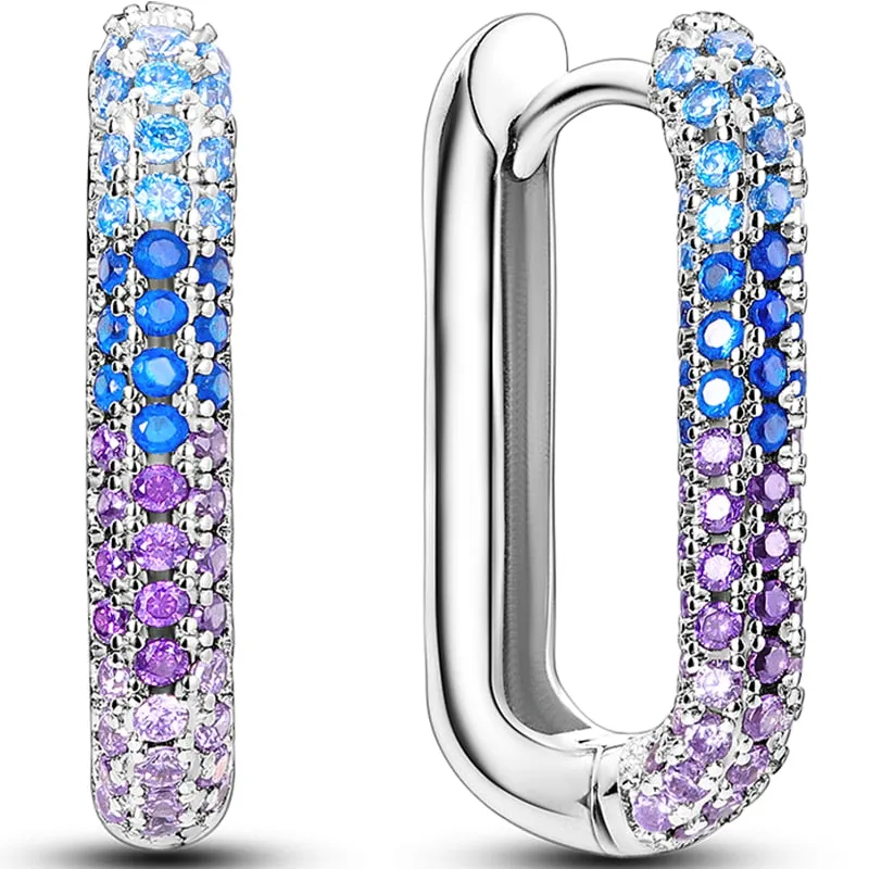 Classic  Earrings 925 Sterling Silver Colorful CZ Hoop Earrings for Women Birthday Party Wedding Engagemen Gift Jewelry