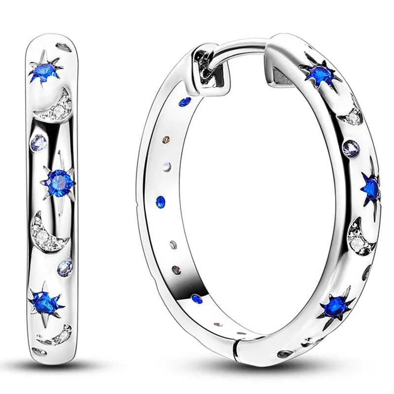 Classic  Earrings 925 Sterling Silver Colorful CZ Hoop Earrings for Women Birthday Party Wedding Engagemen Gift Jewelry