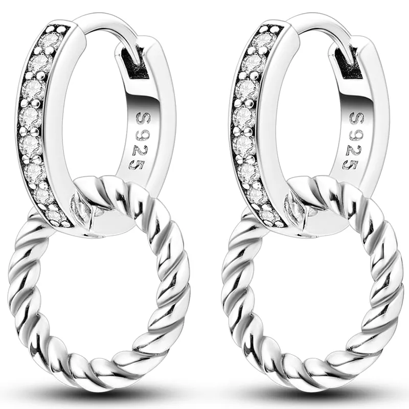 Classic  Earrings 925 Sterling Silver Colorful CZ Hoop Earrings for Women Birthday Party Wedding Engagemen Gift Jewelry