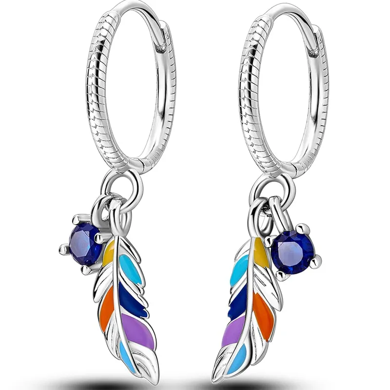 Classic  Earrings 925 Sterling Silver Colorful CZ Hoop Earrings for Women Birthday Party Wedding Engagemen Gift Jewelry