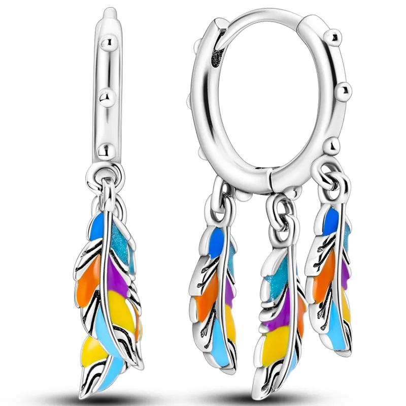 Classic  Earrings 925 Sterling Silver Colorful CZ Hoop Earrings for Women Birthday Party Wedding Engagemen Gift Jewelry