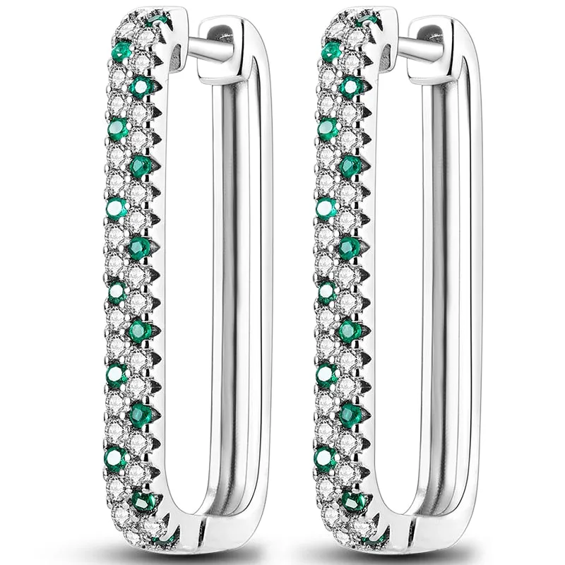 Classic  Earrings 925 Sterling Silver Colorful CZ Hoop Earrings for Women Birthday Party Wedding Engagemen Gift Jewelry