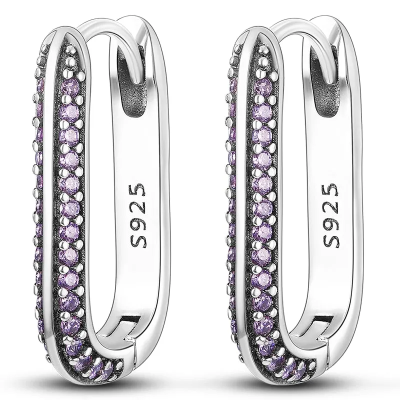 Classic  Earrings 925 Sterling Silver Colorful CZ Hoop Earrings for Women Birthday Party Wedding Engagemen Gift Jewelry