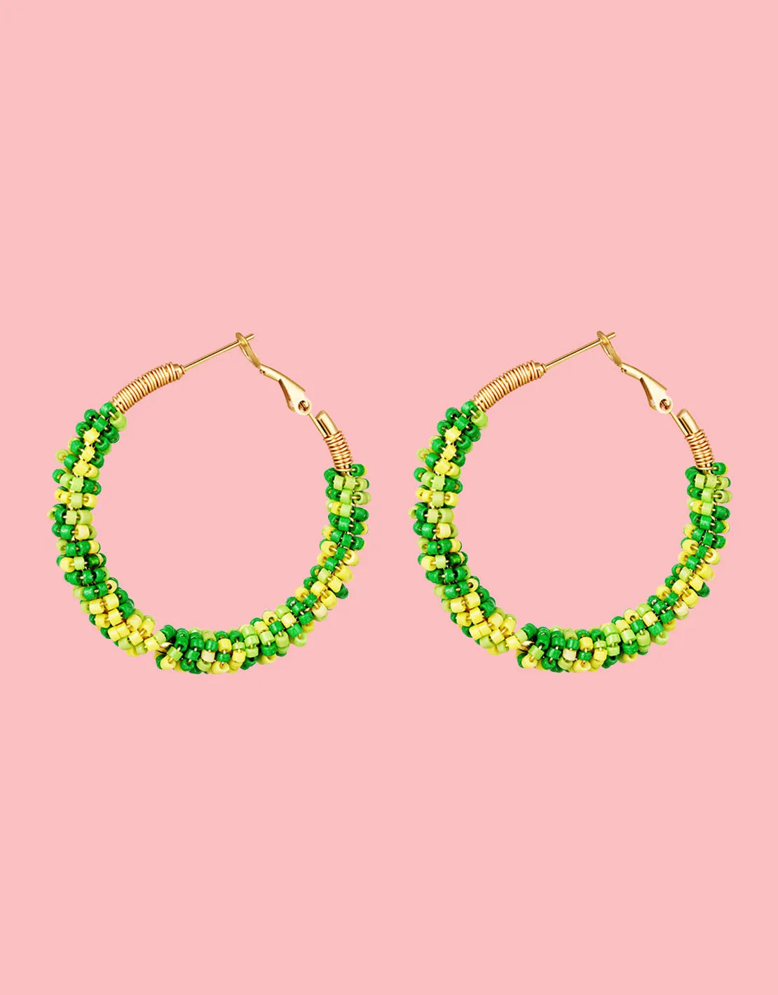 Colorful beads large hoops earrings