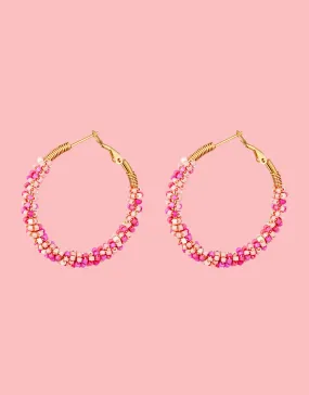 Colorful beads large hoops earrings