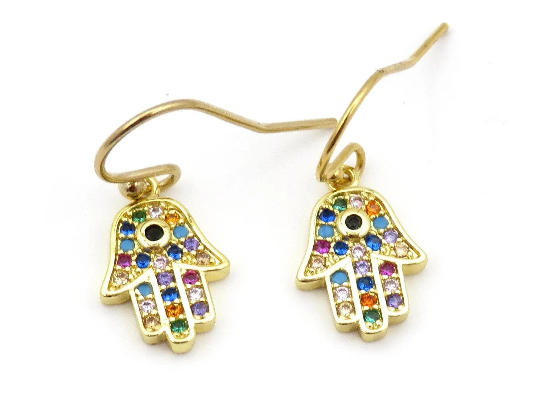 Colorful Gold Hamsa Earrings