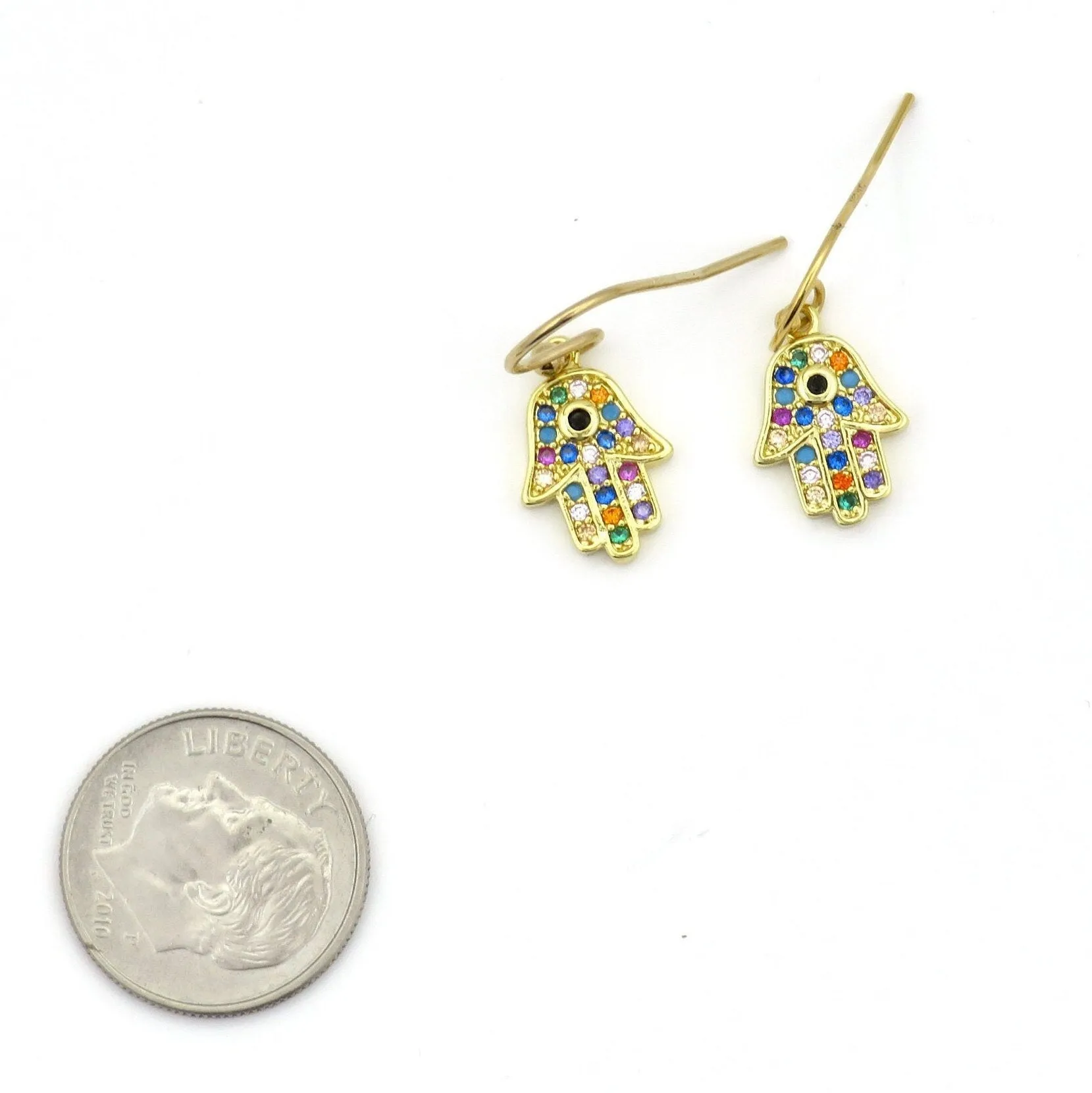 Colorful Gold Hamsa Earrings