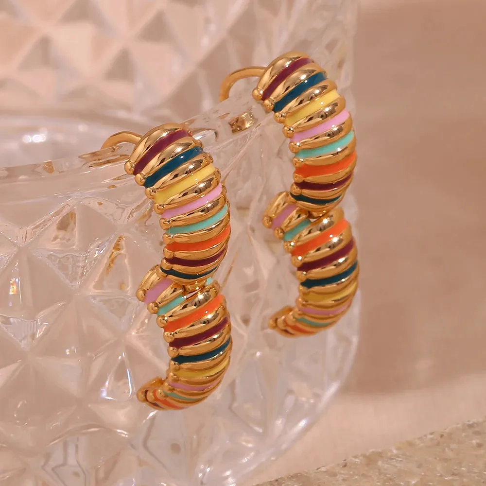 Colorful Round Hoop Earrings