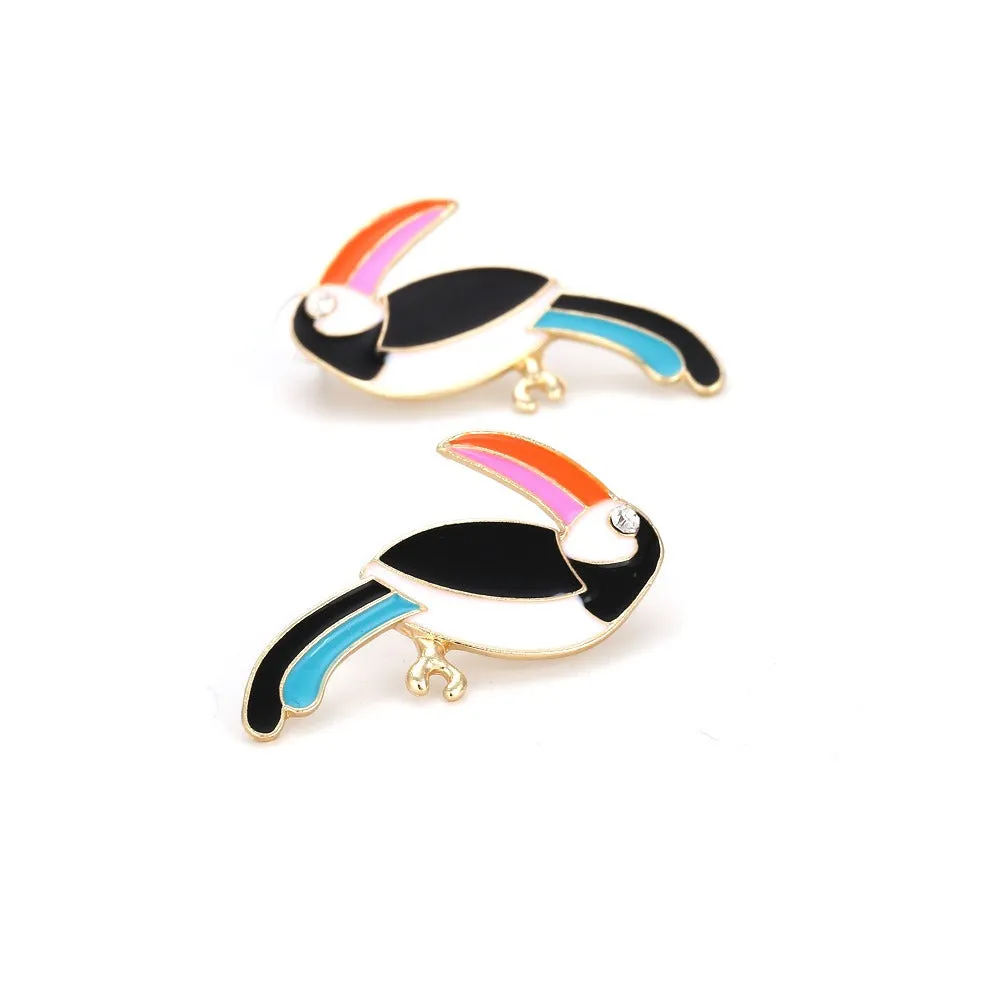 Colorful Toucan Stud Earrings