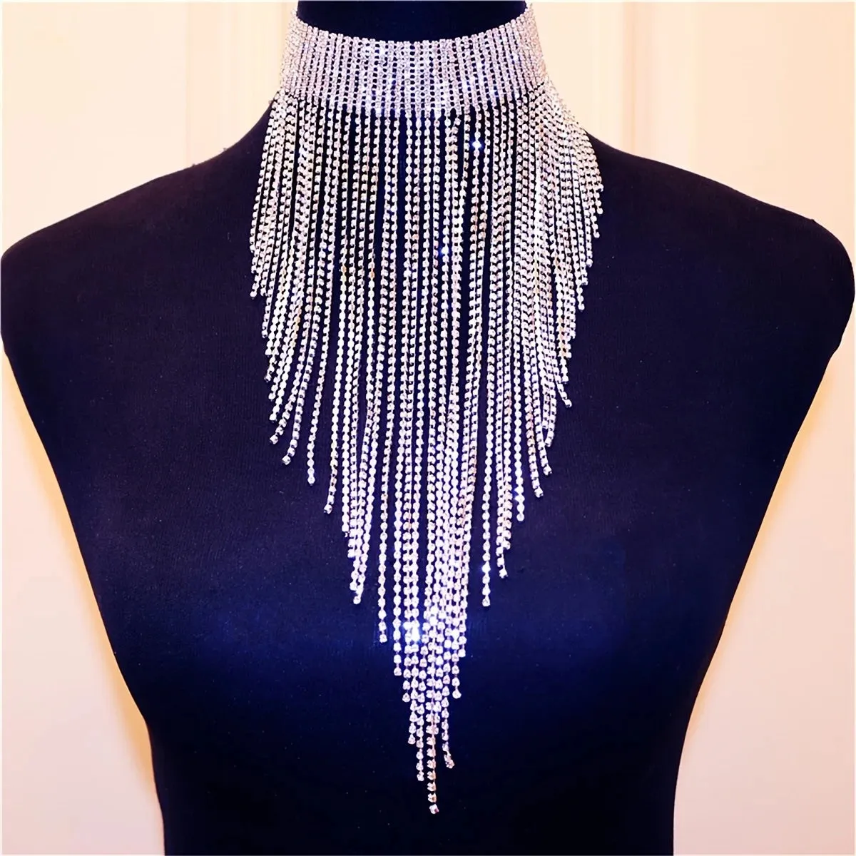 Crystal Tassel Choker Necklace