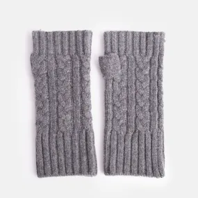 Dark Grey Cashmere Cable Knit Wrist Warmers